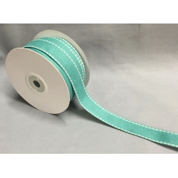 Teal Cotton Teal w/White Stitched 7/8" 25y.